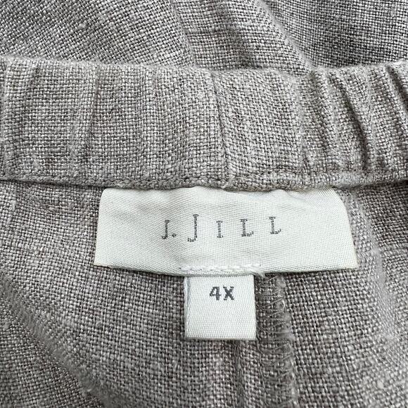 J. Jill Woven Linen Pants Neutrals Plus Size 4X Cropped Length Brown Lagenlook - Picture 2 of 4